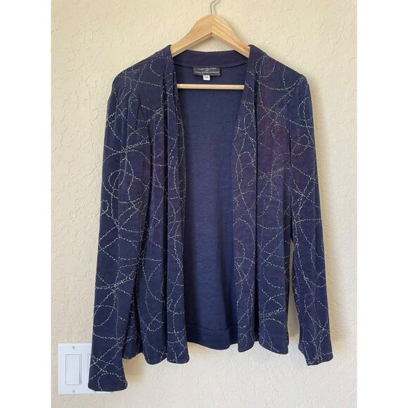 Huey Waltzer Women's Sz 14 blue sparkly knit evening jacket - Picture 2 of 7
